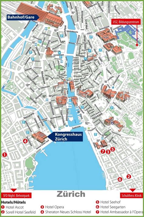 Zürich city center map | Zurich map, Map, Switzerland cities