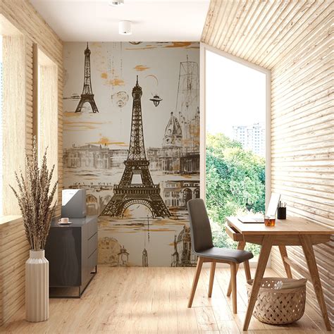 Eiffel Tower Wallpaper Paris City Centre Living Room Mural - Etsy