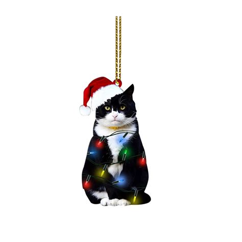 XEOVHV Christmas Tree Cats Ornaments, Acrylic Handicraft Pendant ...