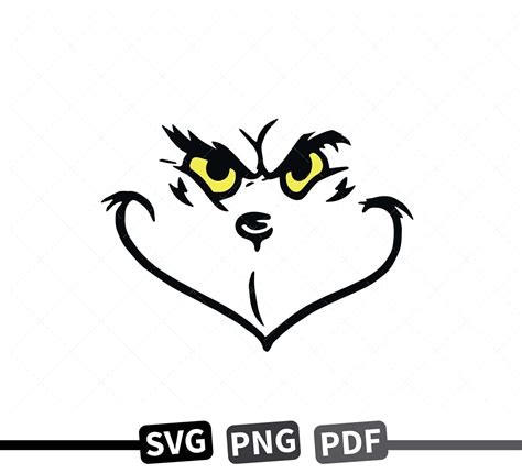 Grinch Face SVG, PNG, PDF, Grinch Layered SVG, Christmas SVG