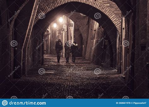 Group of Girls Walking in Dark Alley at Night Stock Photo - Image of ...