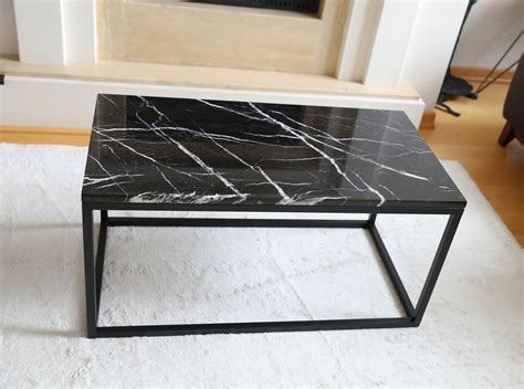 Black Marble Coffee Table, Natural Marble Table Top, Art Deco Interior Home Decor, Home ...