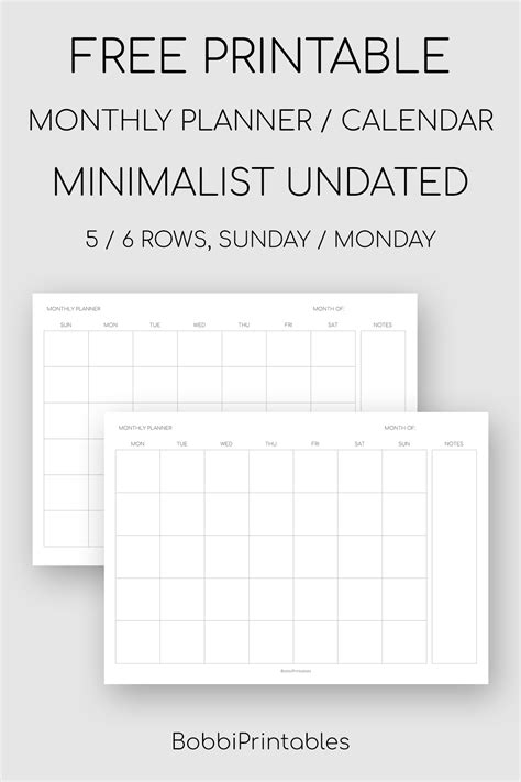 Calendars & Planners Paper & Party Supplies Undated Lined Monthly Calendar Printable Monthly ...