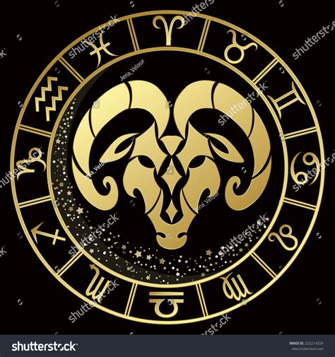 Golden Aries Zodiac Sign Vector Illustration Stock Vector 222214324 ...