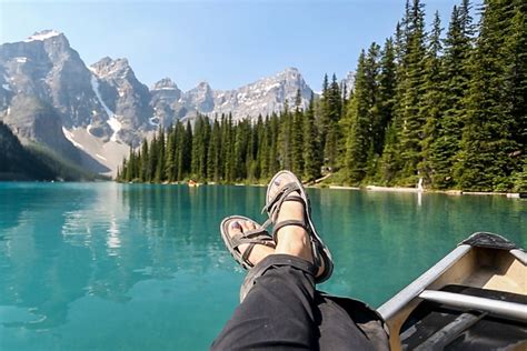 Canoeing at Moraine Lake in Banff National Park - Wander The Map