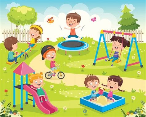 Premium Vector | Children playing in the park | Drawing for kids, Kids playing, Art drawings for ...