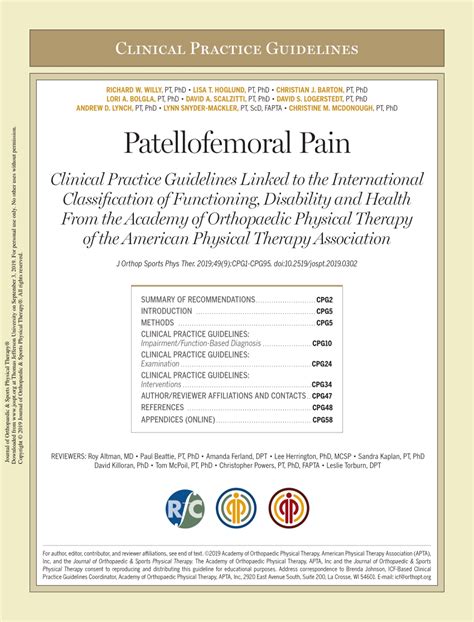 (PDF) Patellofemoral Pain: Clinical Practice Guidelines Linked to the ...