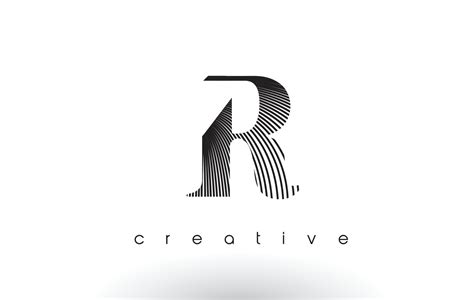 R Logo Design With Multiple Lines and Black and White Colors. 4900811 Vector Art at Vecteezy