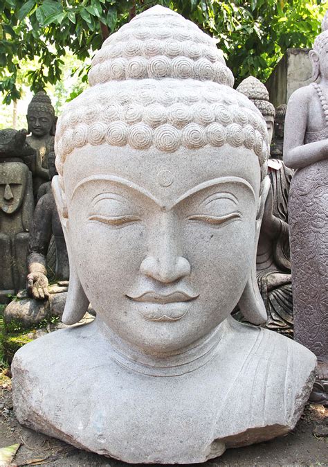 Stone Large Buddha Bust with Serene Face 55" (#95ls1): Lotus Sculpture