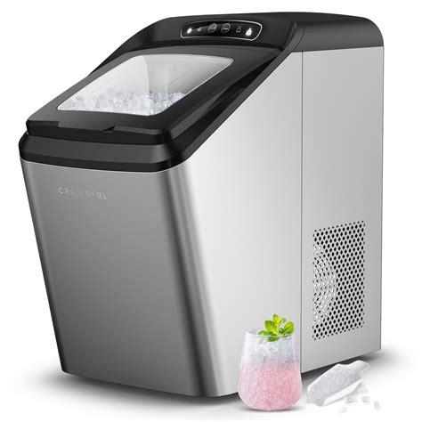 CROWNFUL Nugget Ice Maker Portable Countertop Machine, 26lbs Crunchy ...