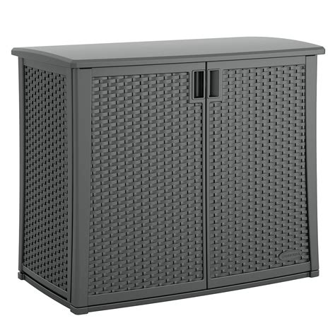 Suncast Outdoor Storage Cabinet with Pad-Lockable Doors, Freestanding ...