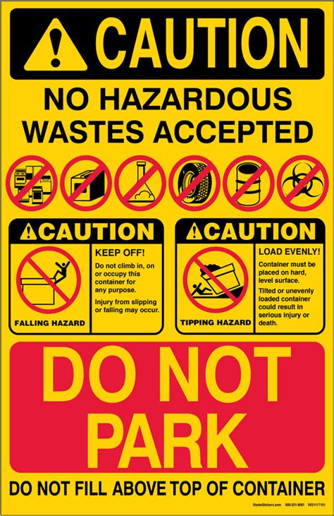 11 x 17" Caution No Hazardous Wastes Accepted