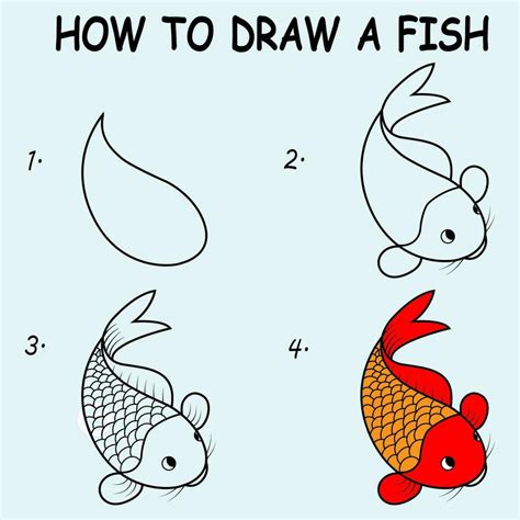 Step by step to draw a Cute Fish. Drawing tutorial a Cute Fish. Drawing ...