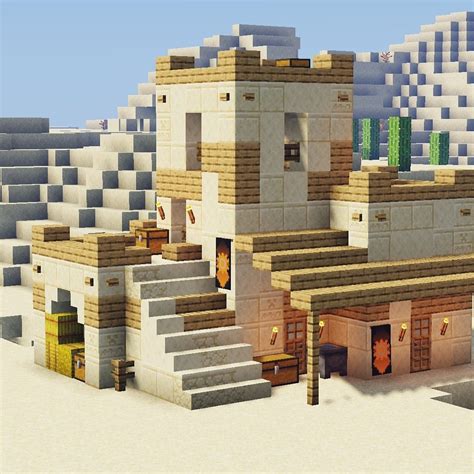 Small fortified desert house!! 👉👉swipe to see more #minecraft #desert # ...