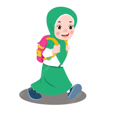 Muslim Girl Going To School, Girl, Muslim, School PNG Transparent ...