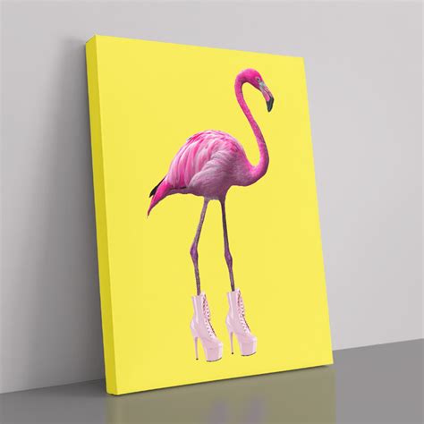 Flamingo Boots Yellow Art Print