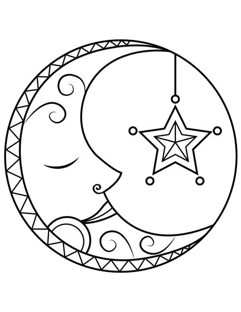 Printable Sleeping Moon Coloring Page