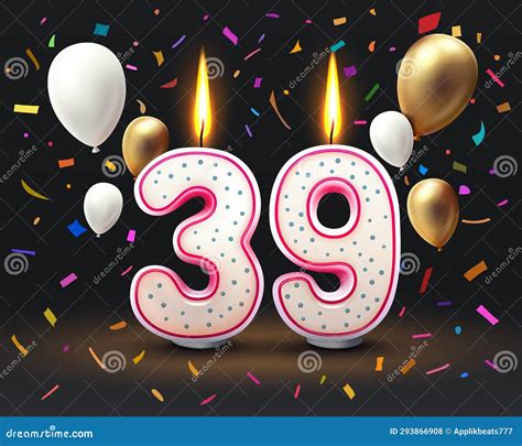 Happy Birthday Years. 39 Anniversary of the Birthday, Candle in the Form of Numbers Stock Vector ...