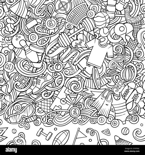 Sports vector doodles illustration. Activities frame design. Athletics elements and objects ...