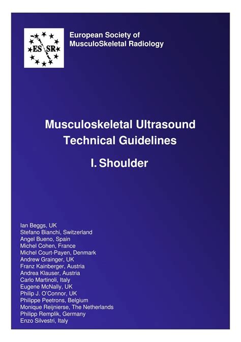 ESSR Musculoskeletal Ultrasound Technical Guidelines I. Shoulder