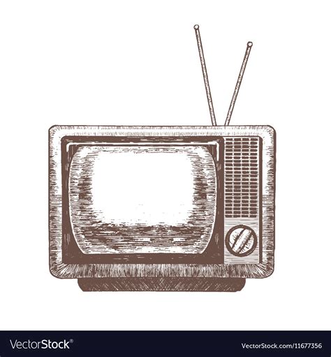 Tv retro hand draw sketch Royalty Free Vector Image