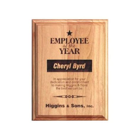 Employee of the Year Alder Wood Plaque - Perfect in Design - Custom ...