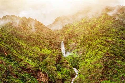 waterfall and clouds in Nepal | Stock image | Colourbox