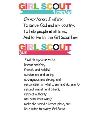 Girl Scout Law Printable - Free PDF Printable (AND PROMISE)