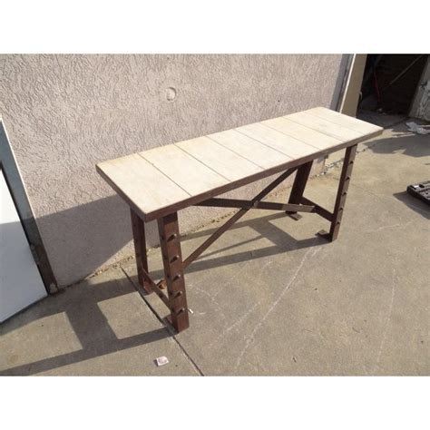 Industrial Metal & Wood Console Table | Chairish