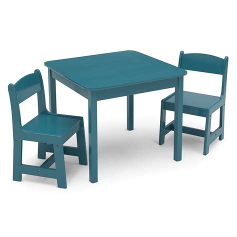 Delta Children MySize Wooden Kids Craft Table and Chairs Set for Toddlers, Teal - Walmart.com ...