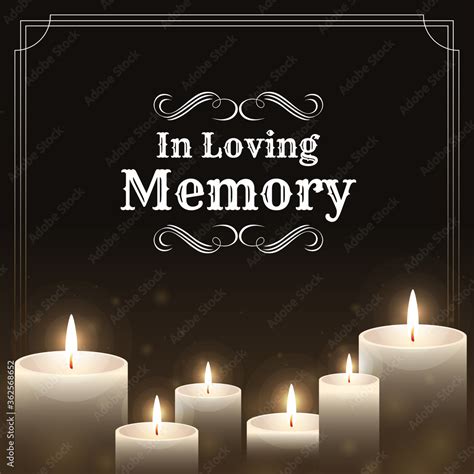 Funeral banner - In loving memory text on candles light and black background vector design Stock ...