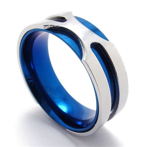 Blue Titanium Ring 20814-£99 - Titanium Jewellery UK