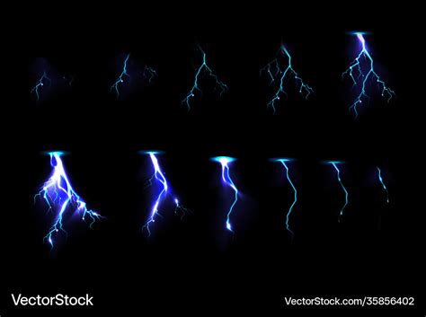 Sprite sheet with lightnings for game animation Vector Image