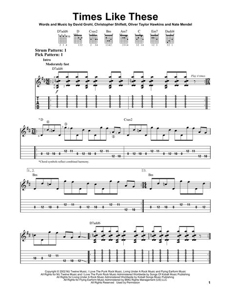 Times Like These by Foo Fighters - Easy Guitar Tab - Guitar Instructor