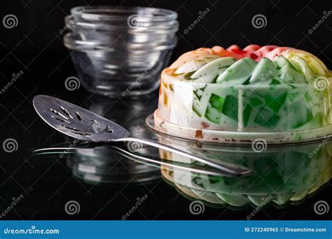 A Rainbow Coloured Fruit Flavoured Jelly Mold Dessert, Ready for Serving. Stock Image - Image of ...