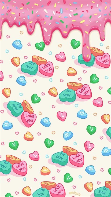 Pink Candy Hearts Valentines Wallpaper iPhone - Valentines Day ...