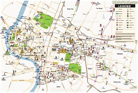 Bangkok attractions map - Bangkok main attractions map (Thailand)