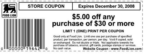 $5 off $30 Food Lion Printable :: Southern Savers