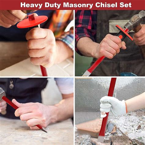 CYEAH 12 Inch Heavy Duty Masonry Chisel Set 4 PCS Chisels Set with Hand ...