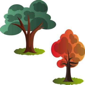 Pair Of Fall Trees In Vector Illustration Against White Background Vector, Branch, Green ...