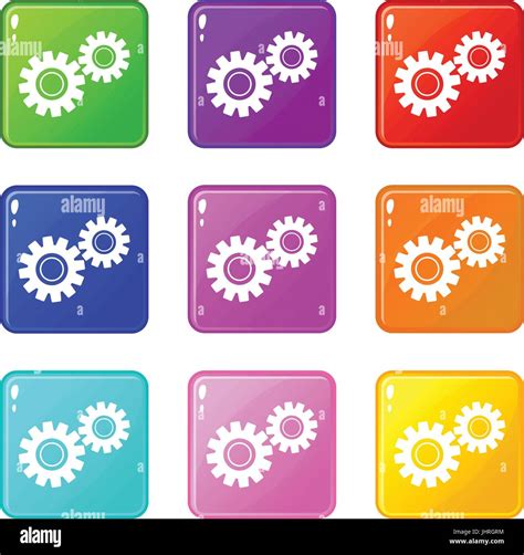 Two gears icons 9 set Stock Vector Image & Art - Alamy