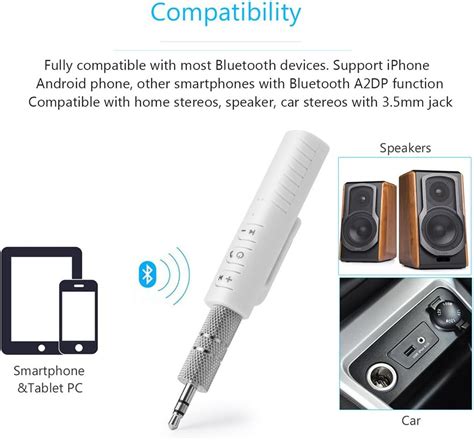 Qii lu Bluetooth Kit,Car Handsfree Bluetooth Kit 3.5mm Wireless Audio Music Receiver Adapter ...