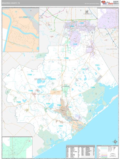 Brazoria County, TX Wall Map Premium Style by MarketMAPS - MapSales