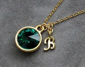 August Birthstone Necklace Personalized Initial by SprigJewelry