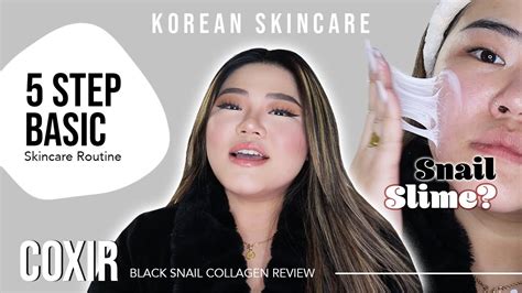 SNAIL SLIME + 5 STEP SKINCARE ROUTINE | KOREAN SKINCARE COXIR REVIEW - YouTube