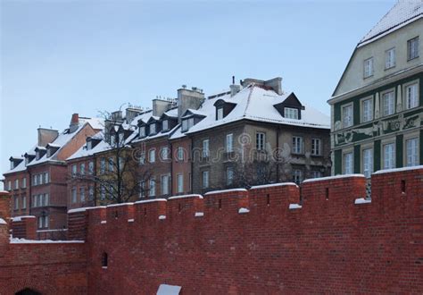 Castle Walls of Warsaw, Poland, Old Town in Winter Stock Image - Image ...