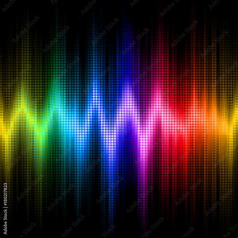 Sound wave display with visible spectrum colors Stock Vector | Adobe Stock