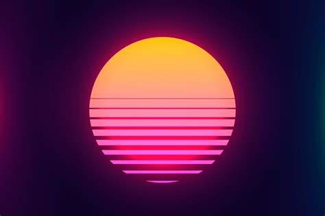 Vintage 80s colorful retro sunset. | Technology Illustrations ~ Creative Market