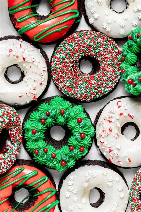 Chocolate Peppermint Christmas Donuts - Sloane's Table