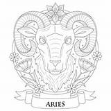 Aries Zodiac Sign Coloring Book Sticker sketch template